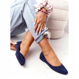 Suede -balerinat Sergio Leone BL622 Navy blue tummansininen 3