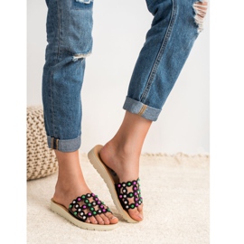 SHELOVET Rento naisten tossut musta monivärinen 1