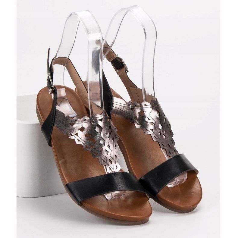 Kylie Tyylikkäät litteät sandaalit musta 1