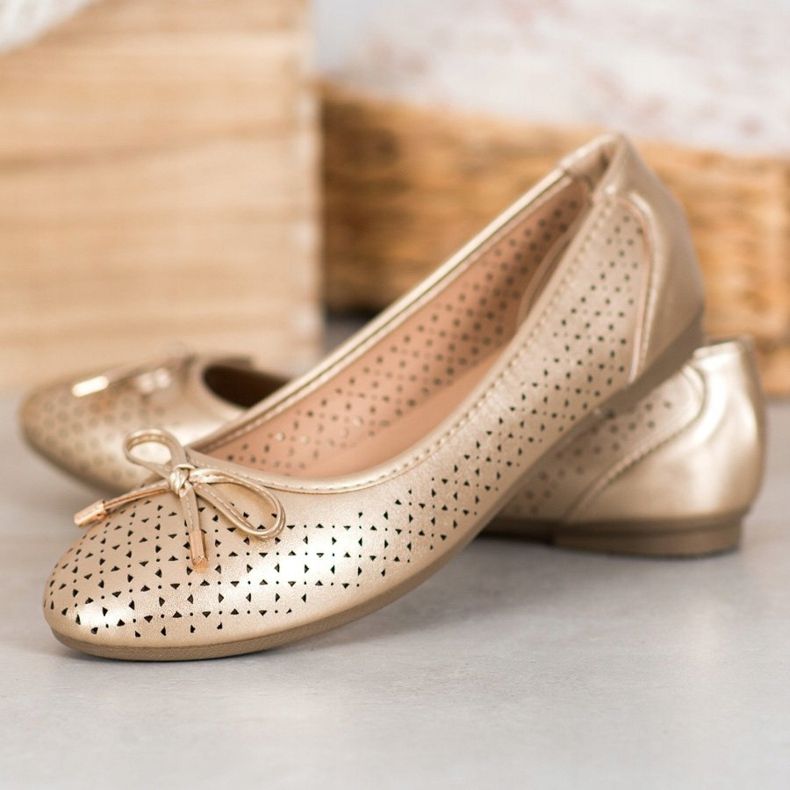 SHELOVET Avoin ballerina Eco -nahkaa kultainen 1