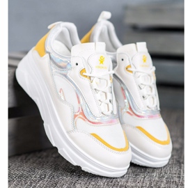 SHELOVET Muodikkaat valkoiset lenkkarit valkoinen keltainen 1