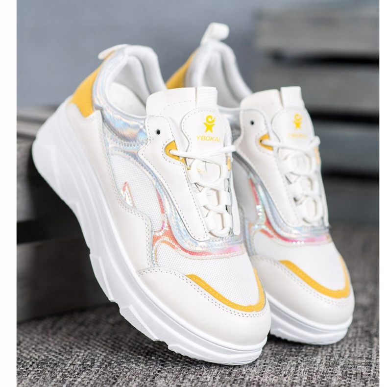 SHELOVET Muodikkaat valkoiset lenkkarit valkoinen keltainen 1