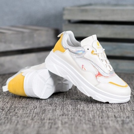 SHELOVET Muodikkaat valkoiset lenkkarit valkoinen keltainen 2