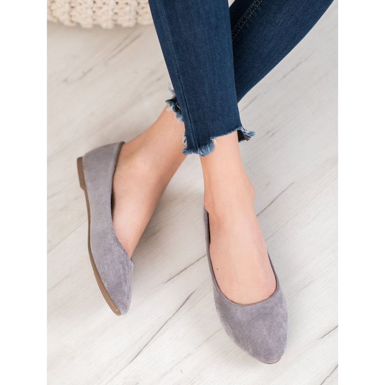 Klassiset mokkanahkaiset VINCEZA -ballerinat harmaa 1