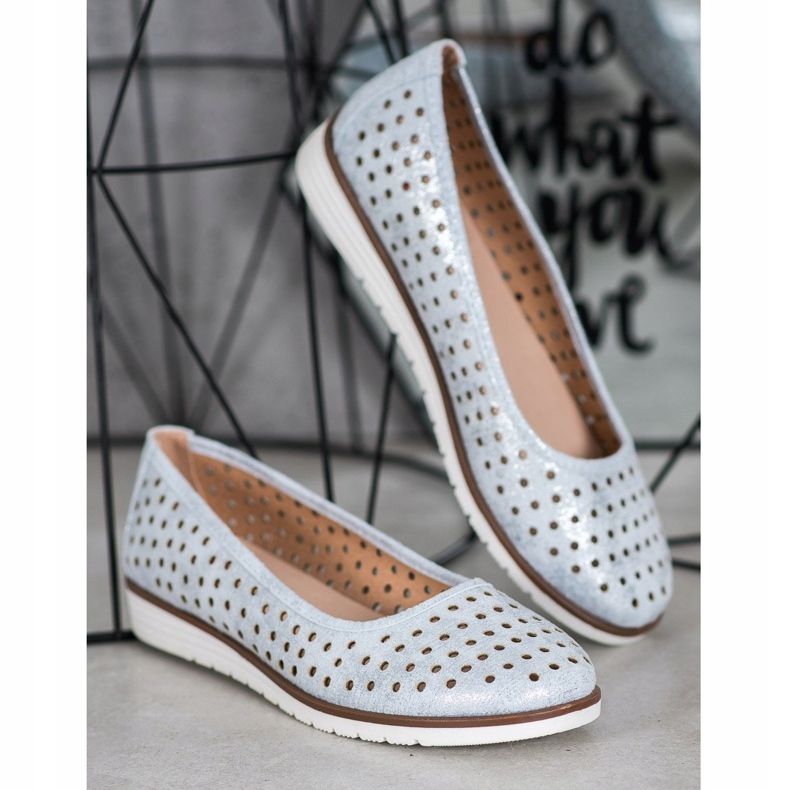 Kylie Avoimet ballerinat glitterillä sininen harmaa 1