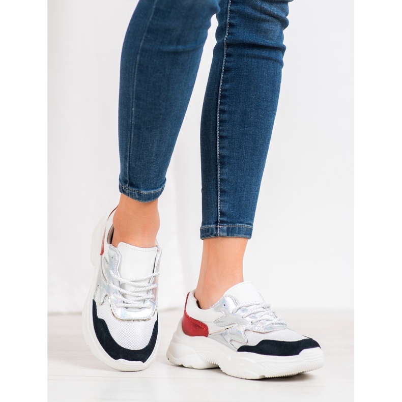 Filippo Värilliset nahkaiset lenkkarit valkoinen 2