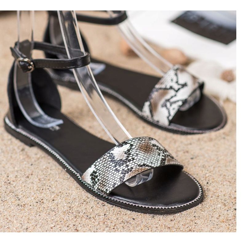 Goodin Snake Print Flat Sandaalit musta 1