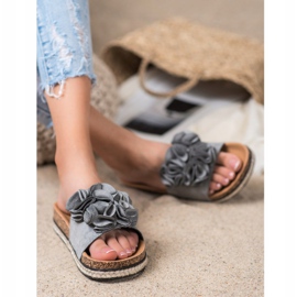 Mukavat tossut kukilla VINCEZA harmaa 1