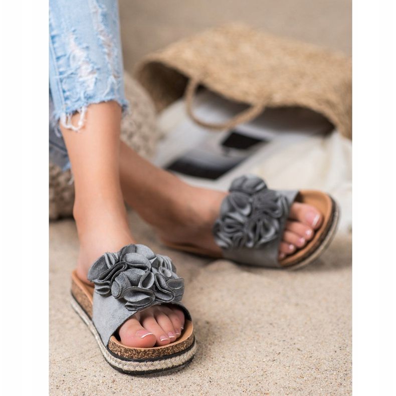 Mukavat tossut kukilla VINCEZA harmaa 1