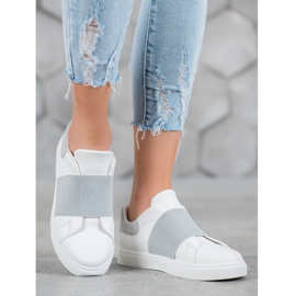 SHELOVET Liukuvat kengät, joissa on joustava nauha valkoinen harmaa 1