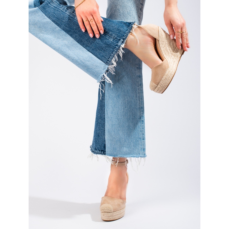 SHELOVET Tyylikkäät kiila-espadrillit beige 2