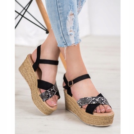 SHELOVET Wedge sandaalit Snake Print musta 2