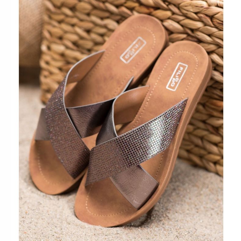 Filippo Kiiltävät Eco -nahkatossut harmaa 1