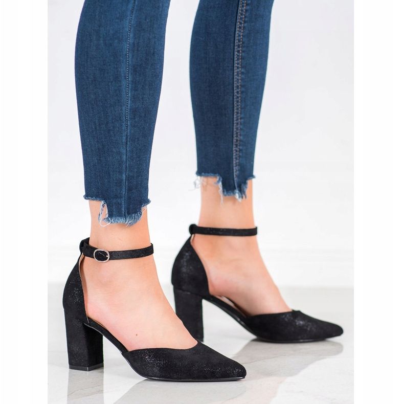 W. Potocki Suede pumput Spitz musta monivärinen 1