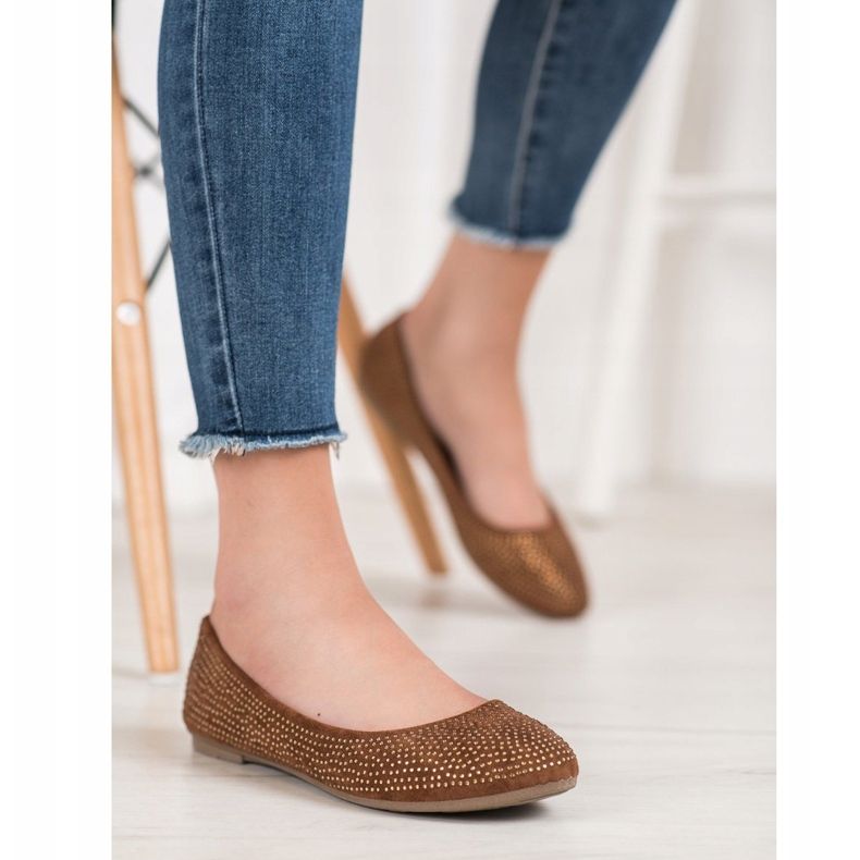 Diamantique Mokkanahka ballerinat kristalleilla ruskea 1