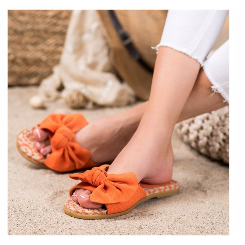 Renda Tyylikkäät tossut, joissa on rusetti oranssi 2