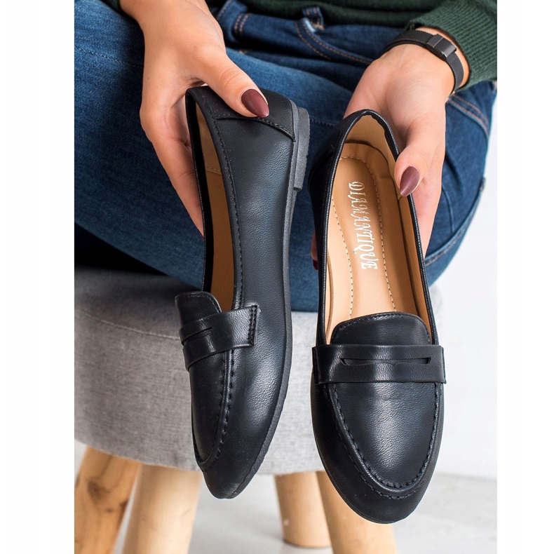Diamantique Mustat Loaferit Eco -Nahkaa 1