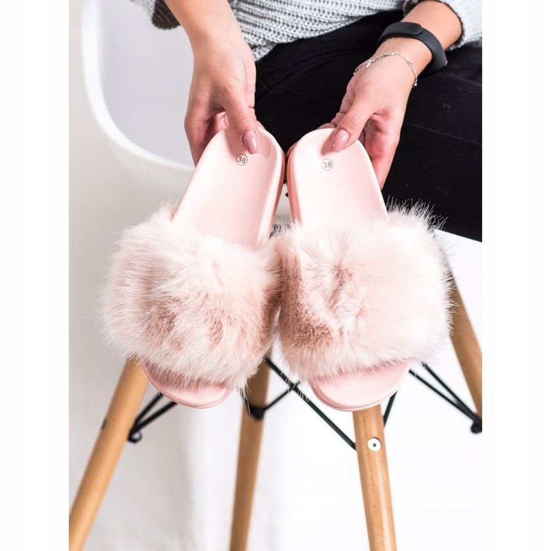 SHELOVET Mukavat turkis -tossut vaaleanpunainen 1