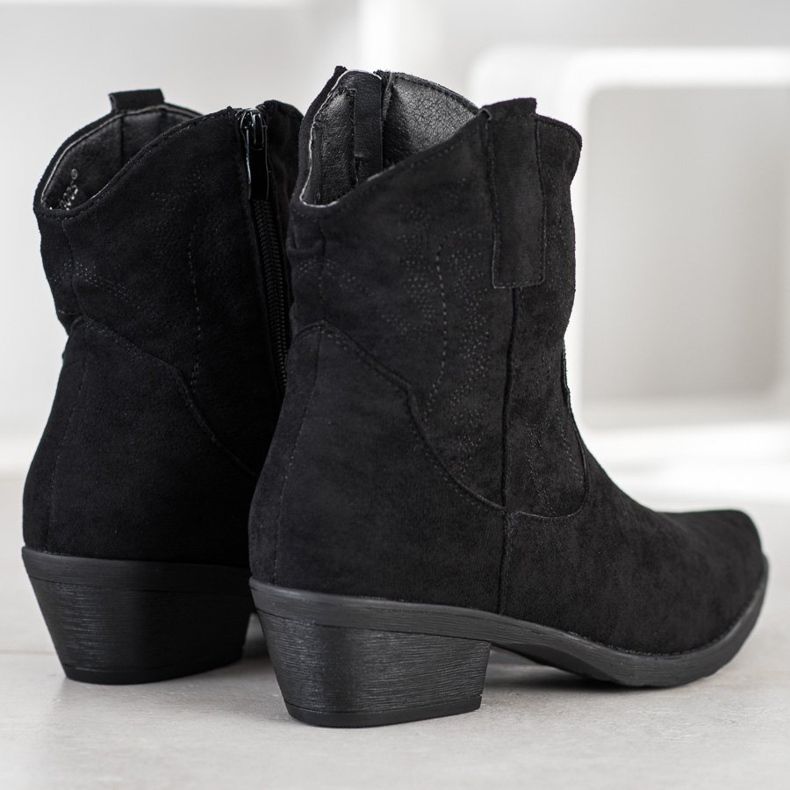 Ideal Shoes Cowboy -saappaat mokkanahalla musta 1