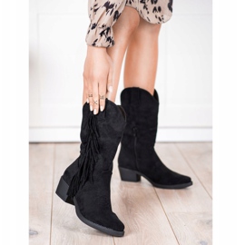 Diamantique Hapsutetut cowboy -saappaat musta 1