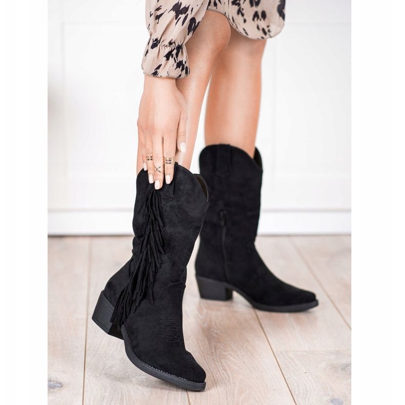 Diamantique Hapsutetut cowboy -saappaat musta 1