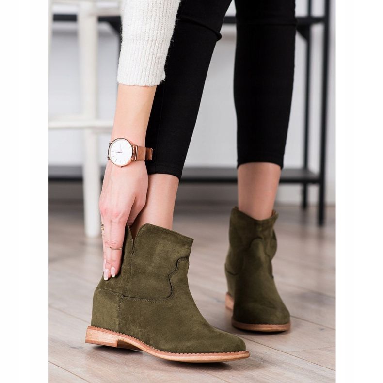 Bella Paris Lämpimät mokkanahkaiset saappaat vihreä 1