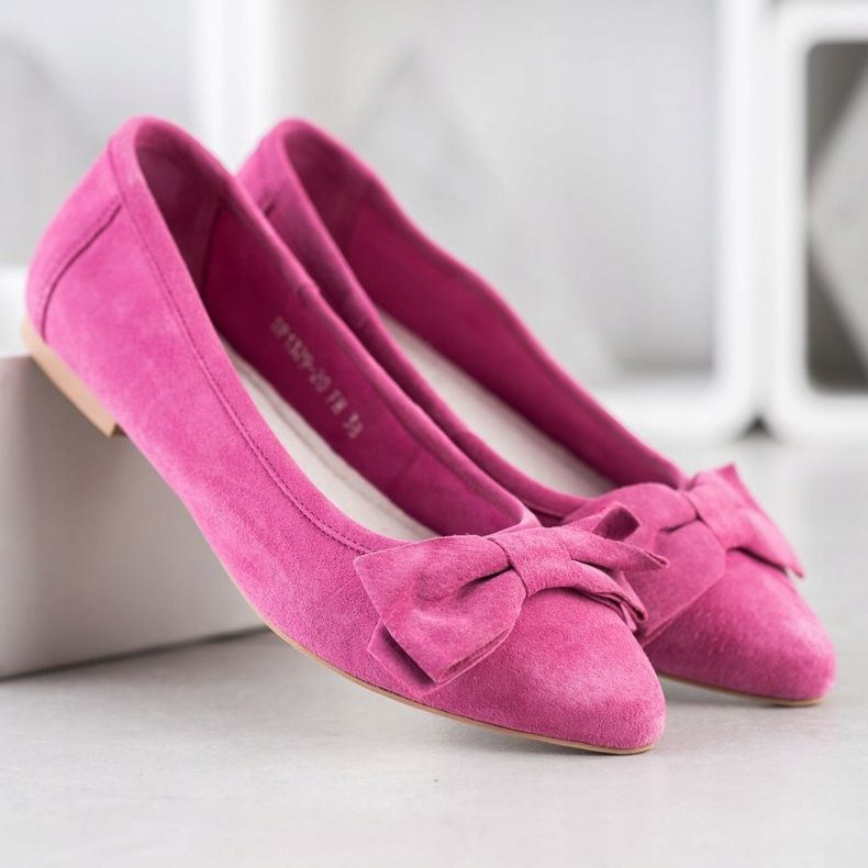 Filippo Nahka ballerina jousella vaaleanpunainen 1