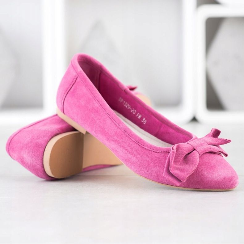 Filippo Nahka ballerina jousella vaaleanpunainen 2