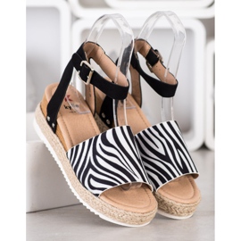 Kylie Zebra Print Wedge -sandaalit valkoinen musta 1