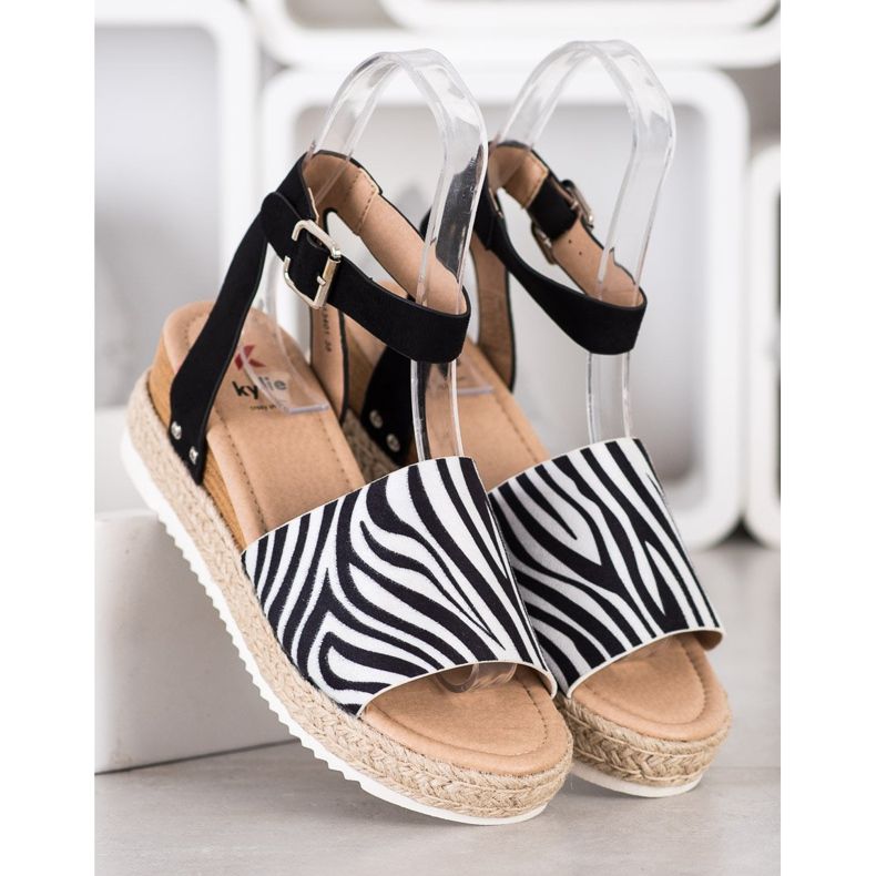 Kylie Zebra Print Wedge -sandaalit valkoinen musta 1
