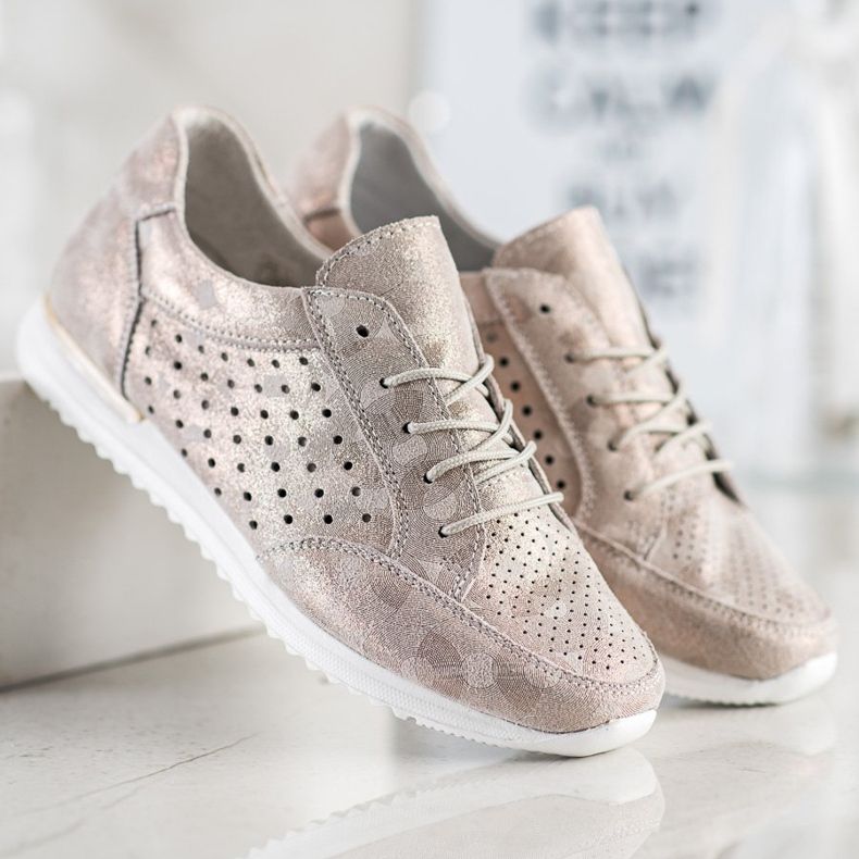 Kylie Avoimet nahkakengät ruskea kultainen 1