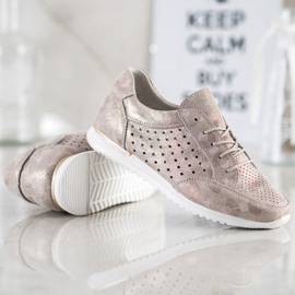 Kylie Avoimet nahkakengät ruskea kultainen 2