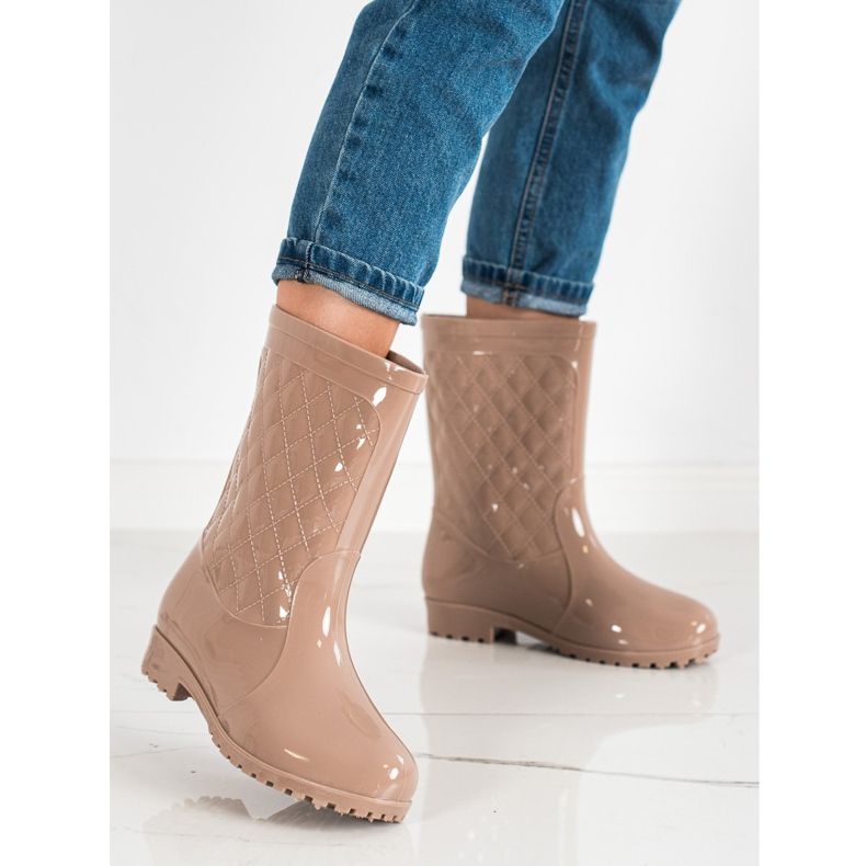 Bona Kiiltävät tikatut Wellies beige 1