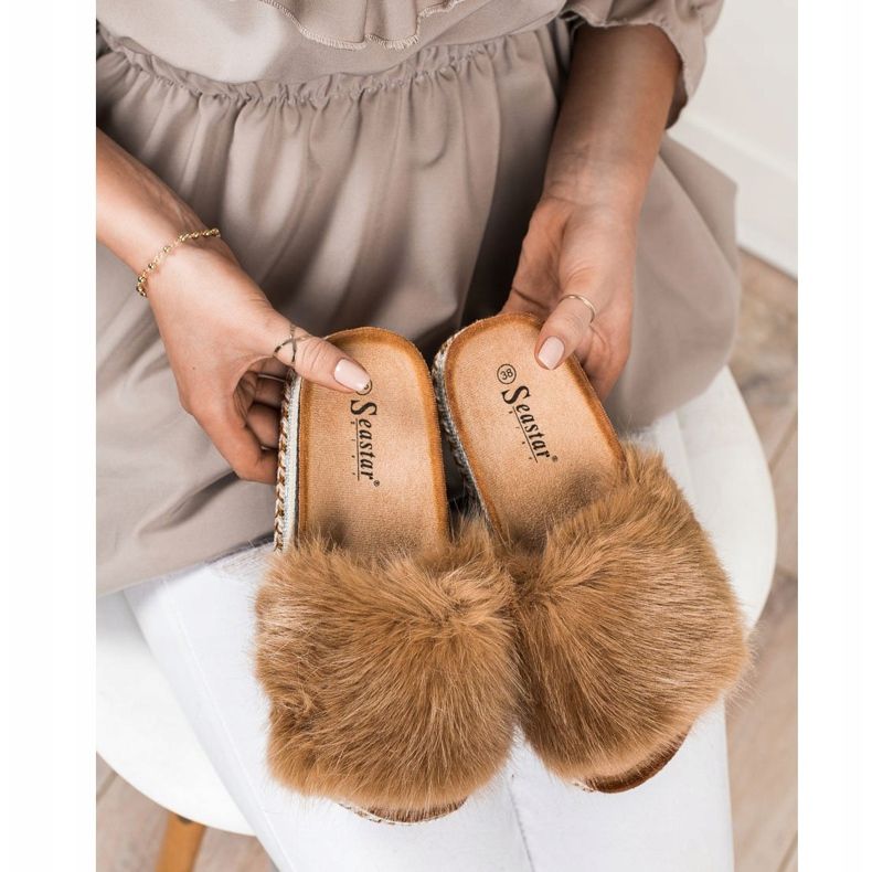 Seastar Muodikkaat tossut koristeellisella alustalla ruskea 2