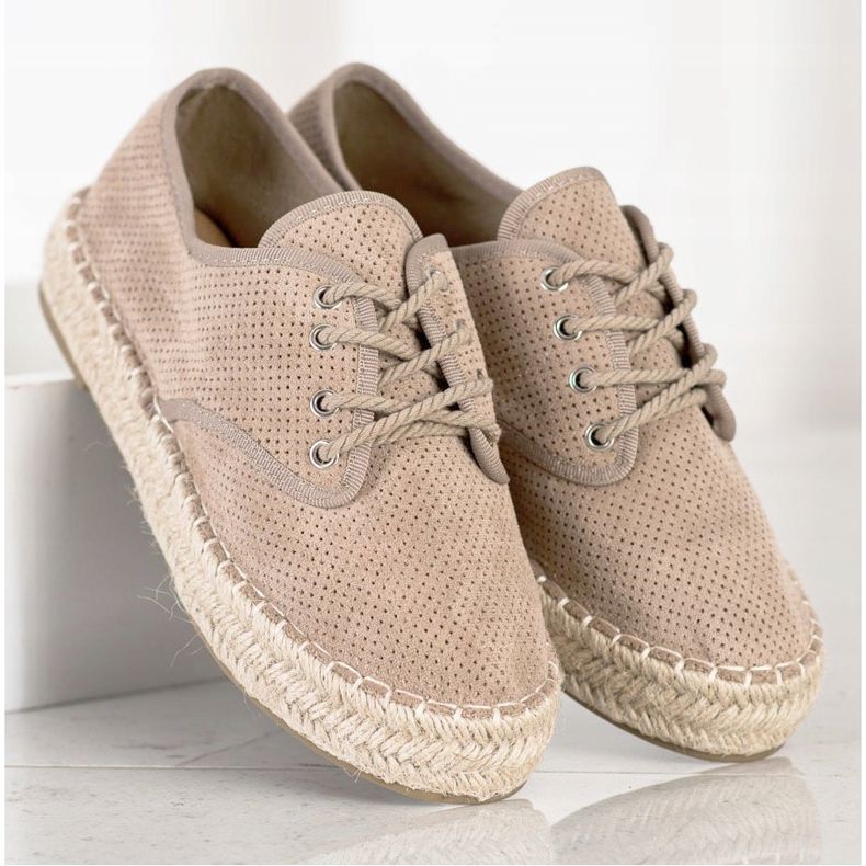 SHELOVET Suede Espadrilles beige 2