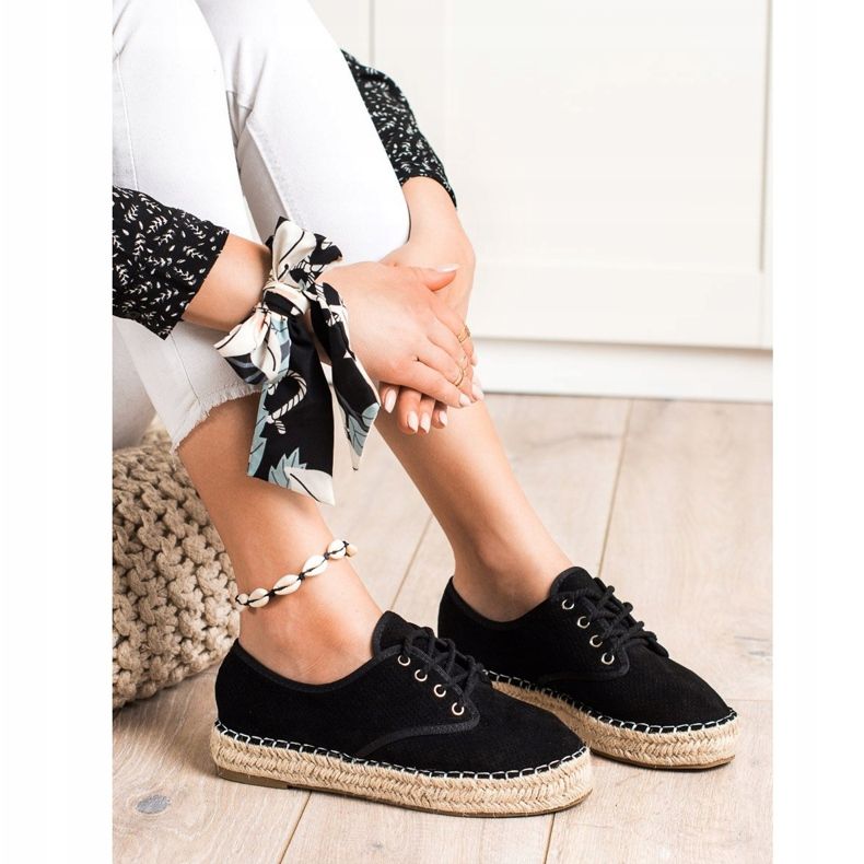 SHELOVET Suede Espadrilles musta 1