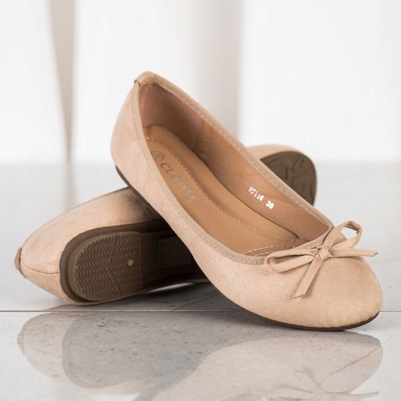Clowse Klassinen mokkanahka ballerina beige 1