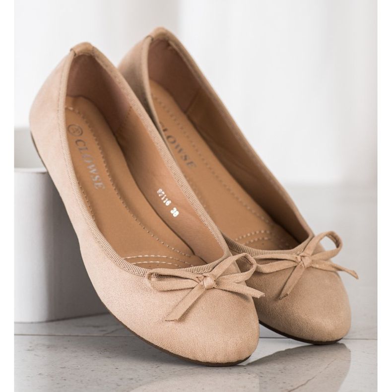 Clowse Klassinen mokkanahka ballerina beige 2
