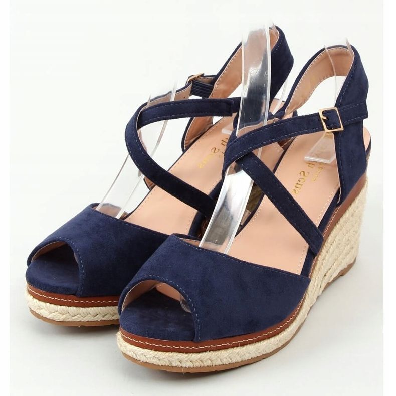 Espadrillit kiilalla avoin varvas tummansininen FG19 Blue 1