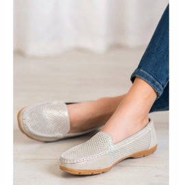 Nahkaiset Loaferit VINCEZA glitterillä beige kultainen 2