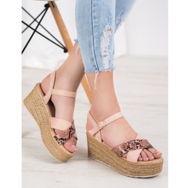 SHELOVET Wedge sandaalit Snake Print vaaleanpunainen 1