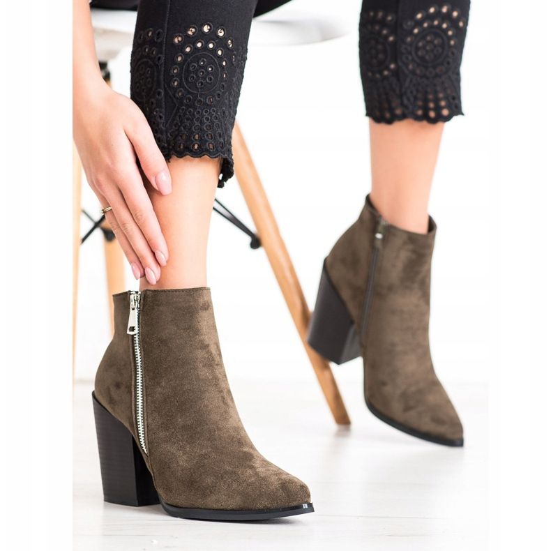 Marquiz Lämpimät saappaat koristeellisella vetoketjulla ruskea vihreä 2