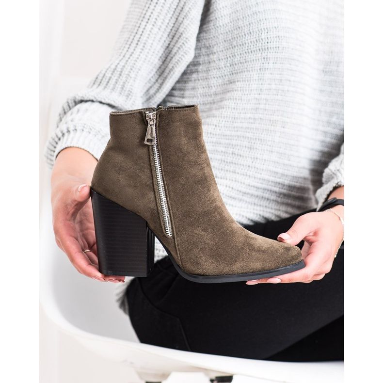 Marquiz Lämpimät saappaat koristeellisella vetoketjulla ruskea vihreä 1