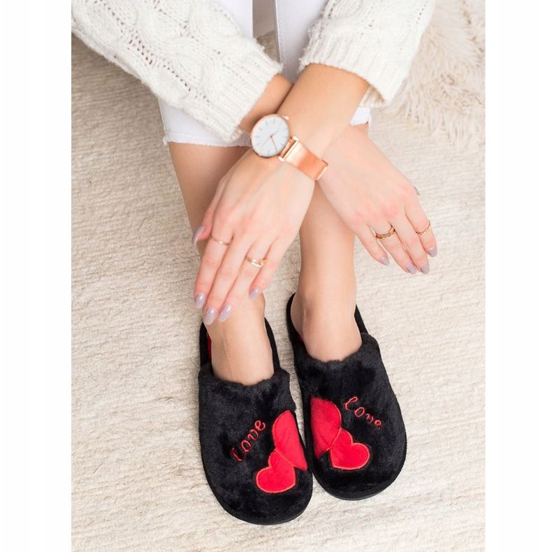 Bona Lämmin rakkaus tossut musta punainen 1