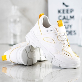 SHELOVET Muodikkaat valkoiset lenkkarit valkoinen keltainen 1