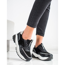 VINCEZA mustat nahkakengät hopea 2