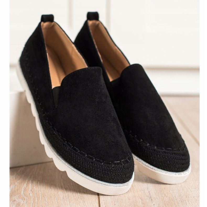SHELOVET Suede Slipons keväälle musta 1