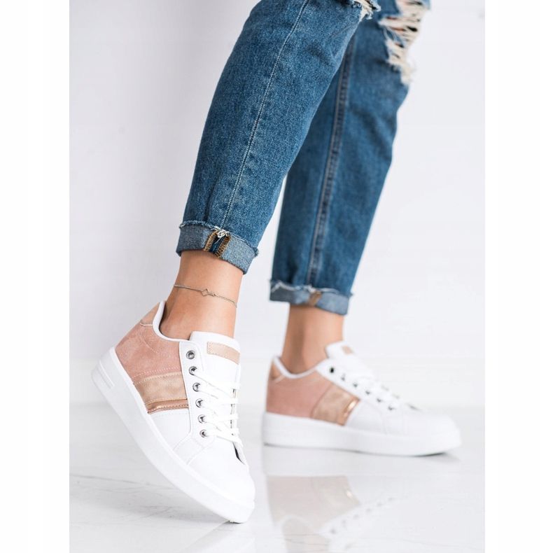 SHELOVET Urheilukengät, joissa mokkanahka valkoinen vaaleanpunainen 1