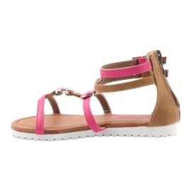 American Club Gladiator -sandaalit lasten kengät amerikkalaisessa vaaleanpunaisessa vetoketjussa vaaleanpunainen ruskea valkoinen 2