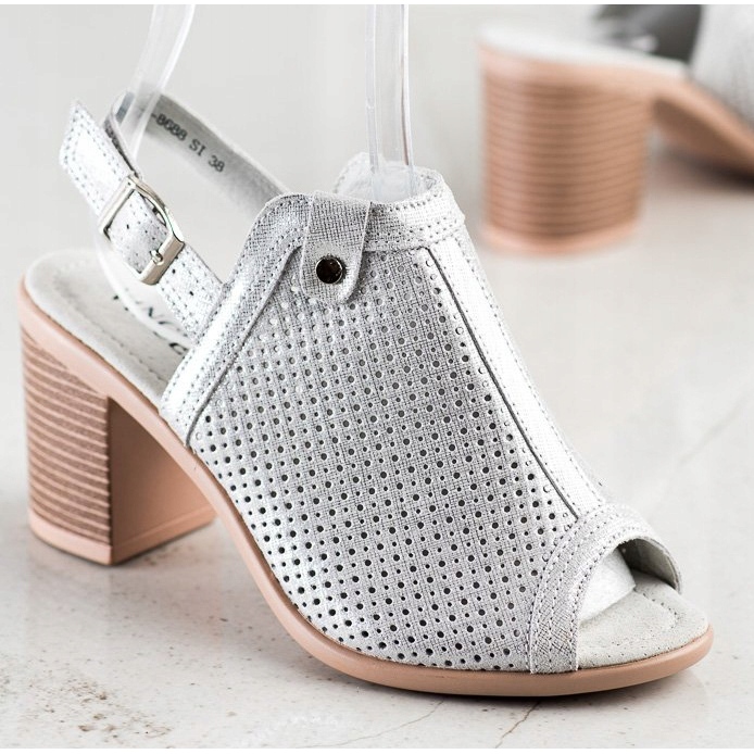 Hehkuvat sandaalit VINCEZA -nahkaa hopea 2